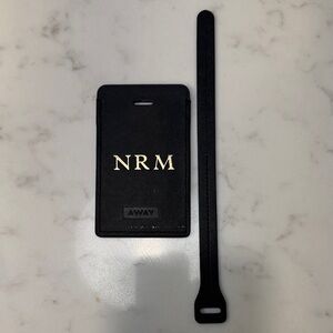 NRM Monogrammed Away Black Personalized Luggage Tag with Strap